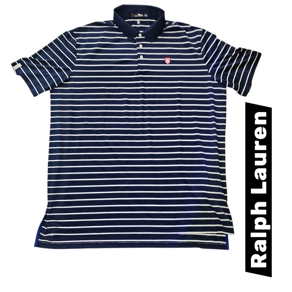 RLX by Ralph Lauren Men's Navy Striped Polo Shirt